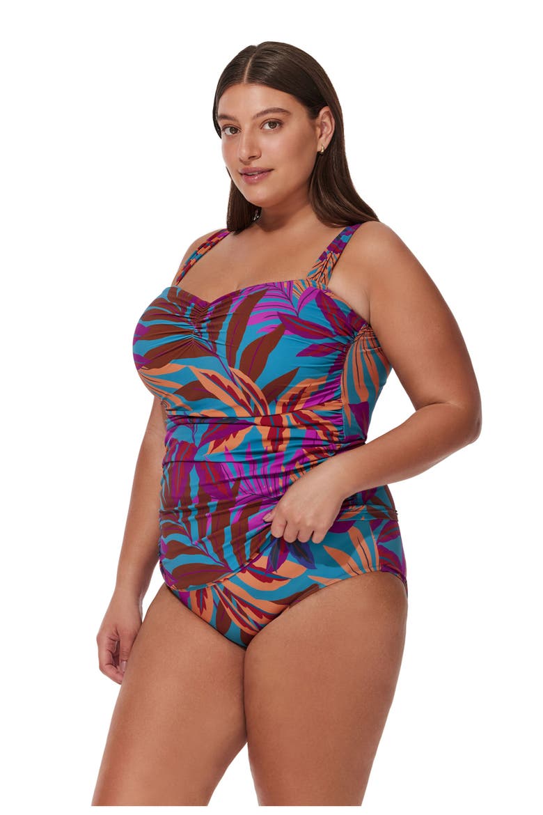Plantopia Plus Size Tankini Top, Alternate, color, Multi-Teal
