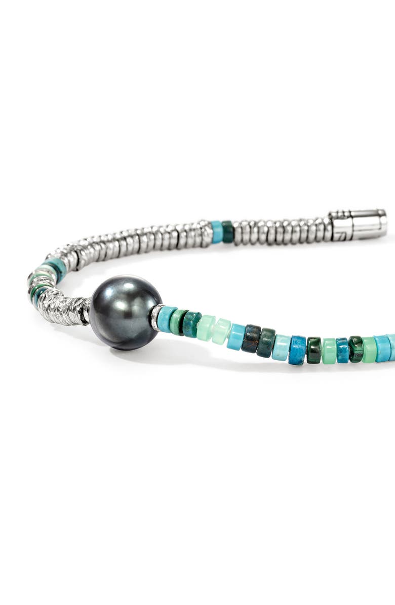 John Hardy Heishi Freshwater Pearl & Bead Silver Bracelet, Alternate, color, Silver/ Turquoise