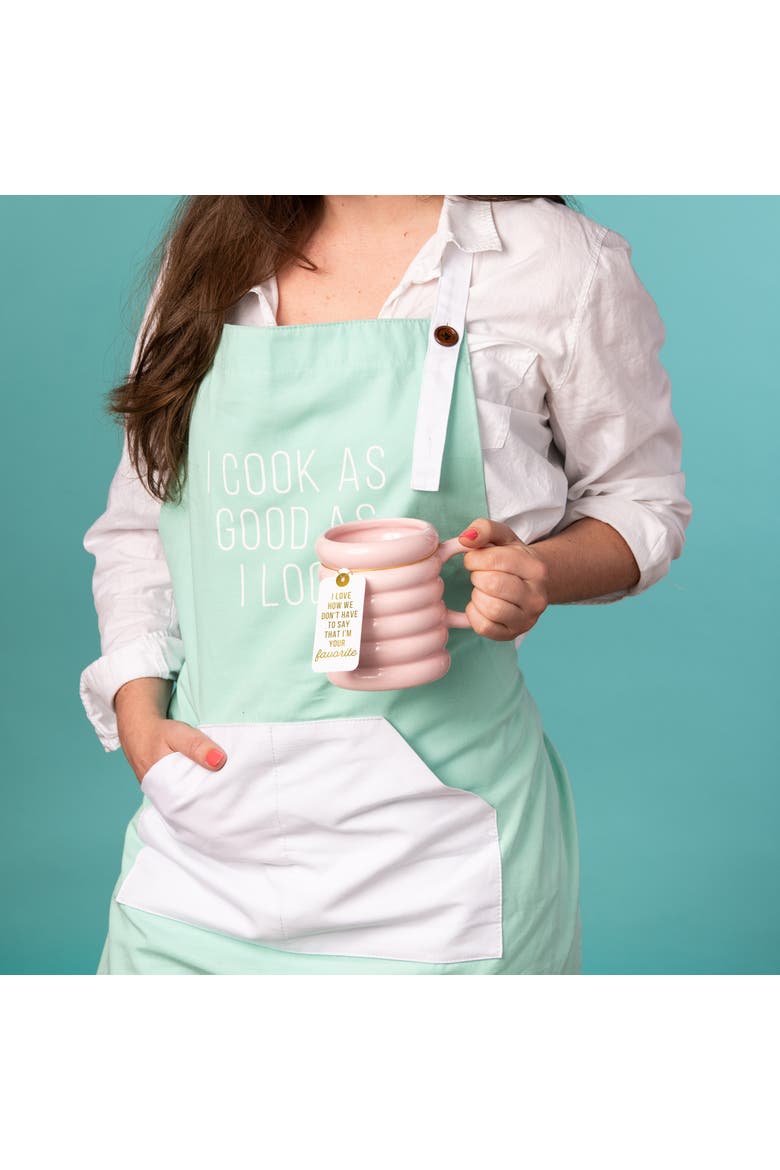 I Cook As Good As I Look Apron Cotton Green, Alternate, color, Green