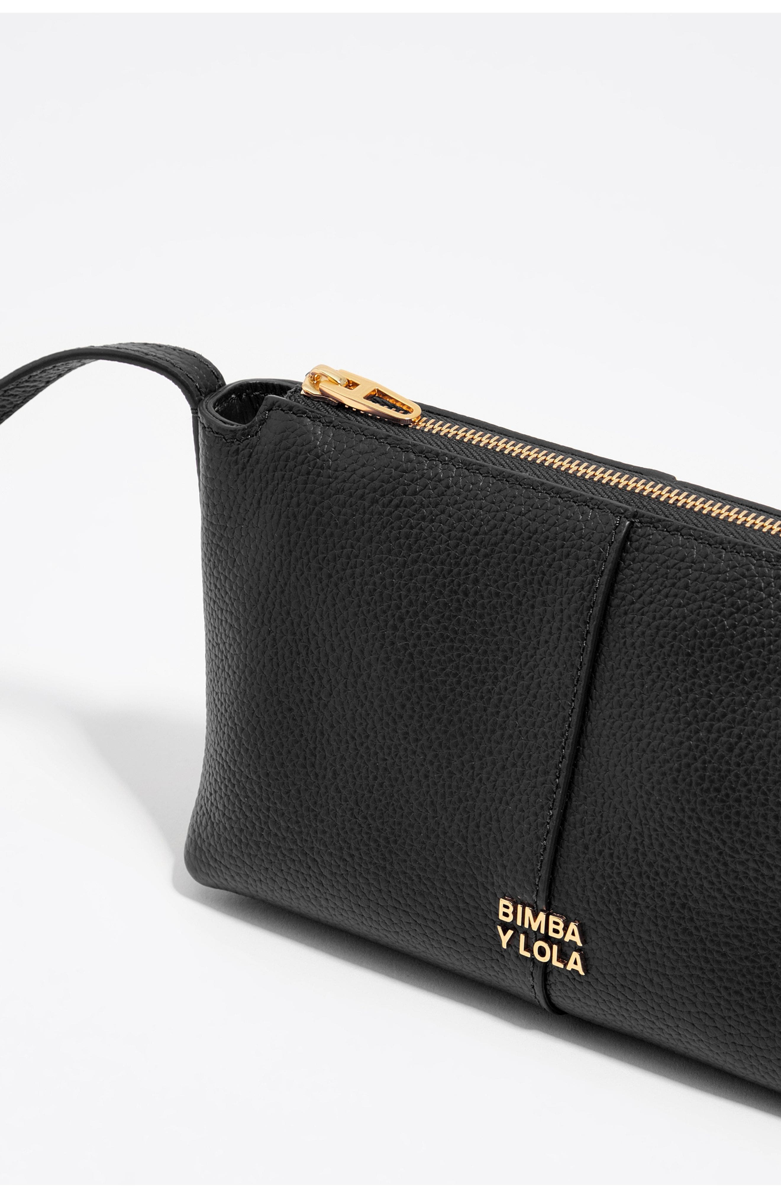 Bimba y Lola Mini Leather Bag, Alternate, color, Black