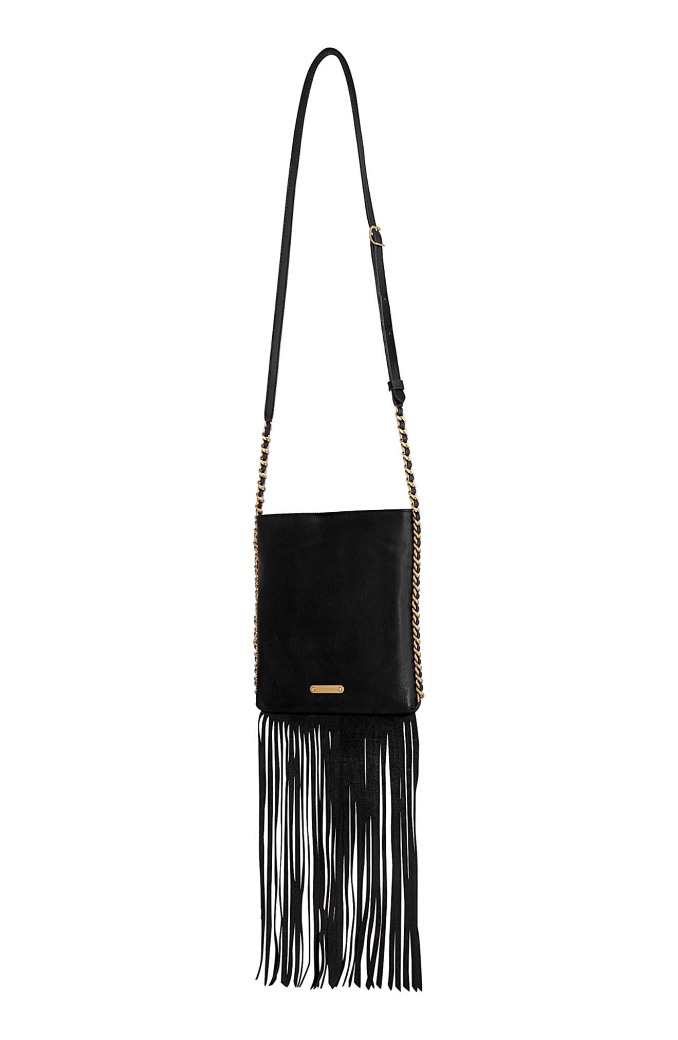 Rebecca Minkoff Carly Fringe Crossbody Bag, Alternate, color, Black