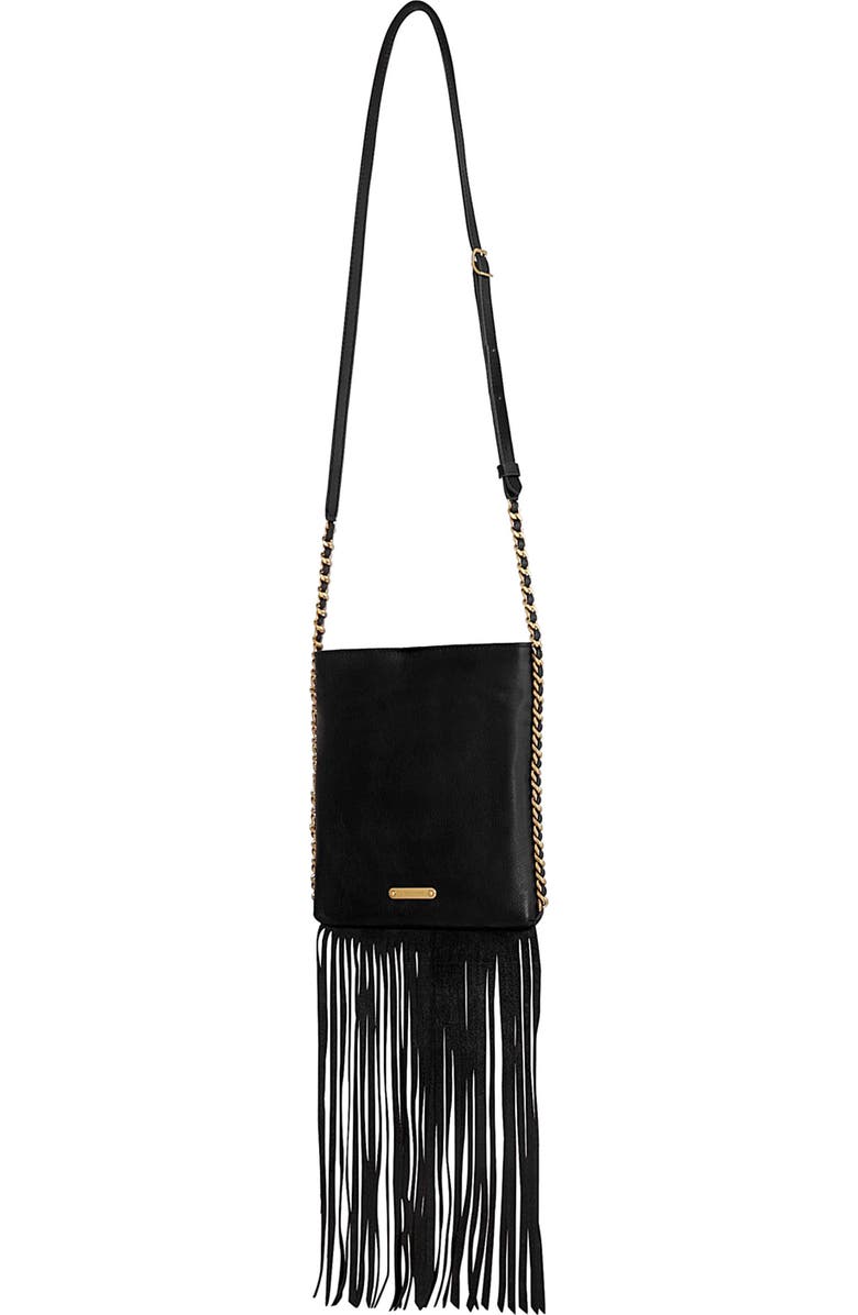 Rebecca Minkoff Carly Fringe Crossbody Bag, Alternate, color, Black