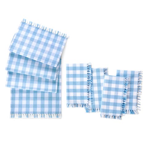 Knotted Gingham Table Runner And Napkin Set Of 4