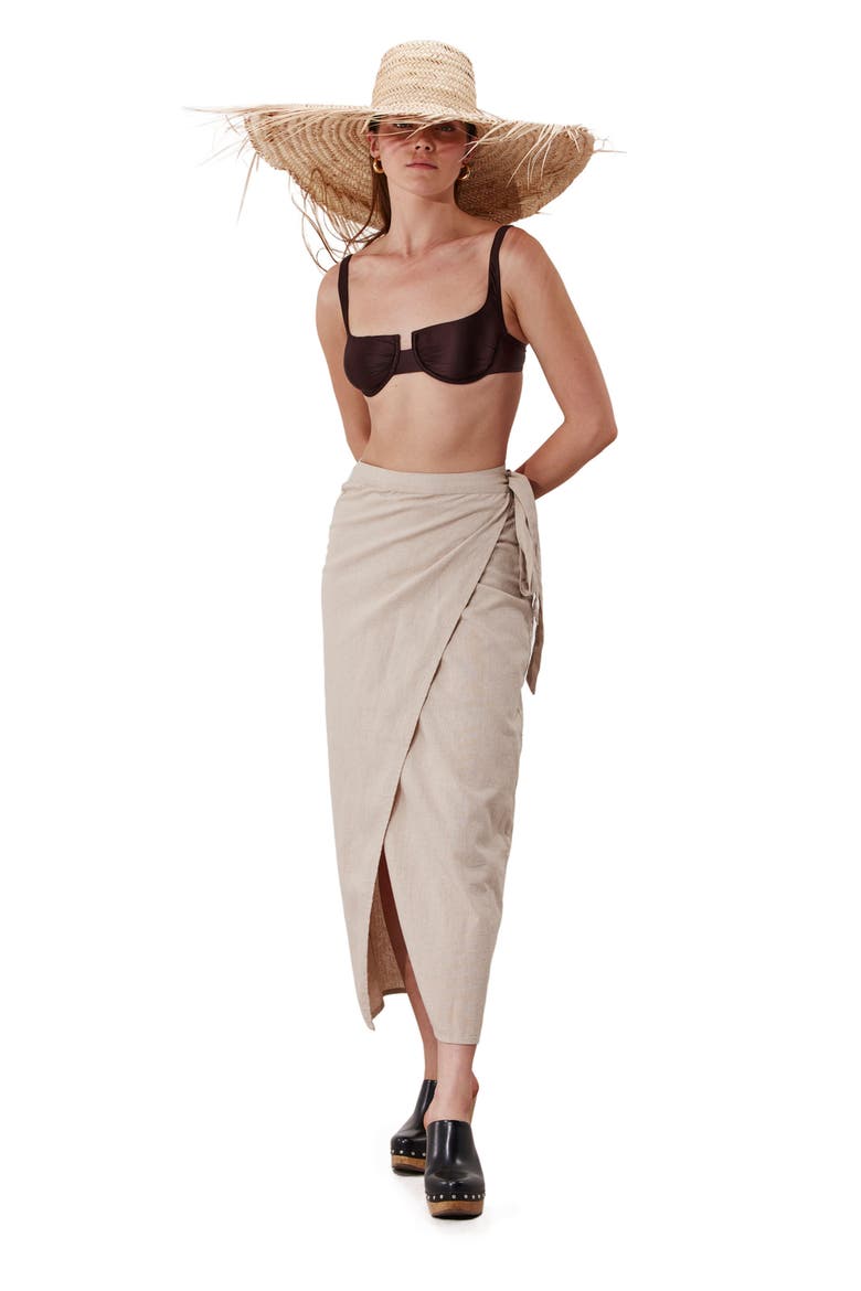 Terra Sarong Style Wrap Skirt Cover-Up, Alternate, color, Natural