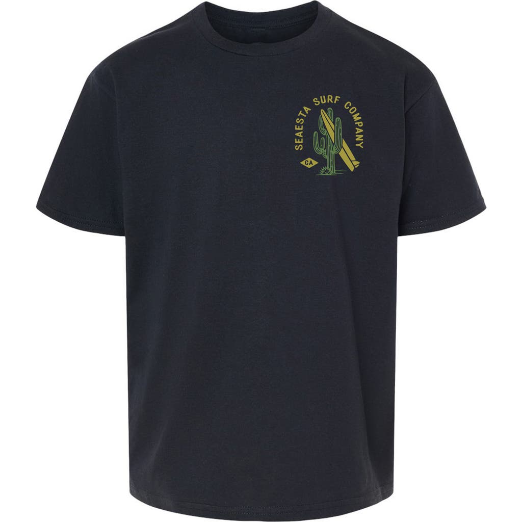 SEAESTA SURF Kids' Surf Cactus Organic Cotton Graphic T-Shirt in Black  product