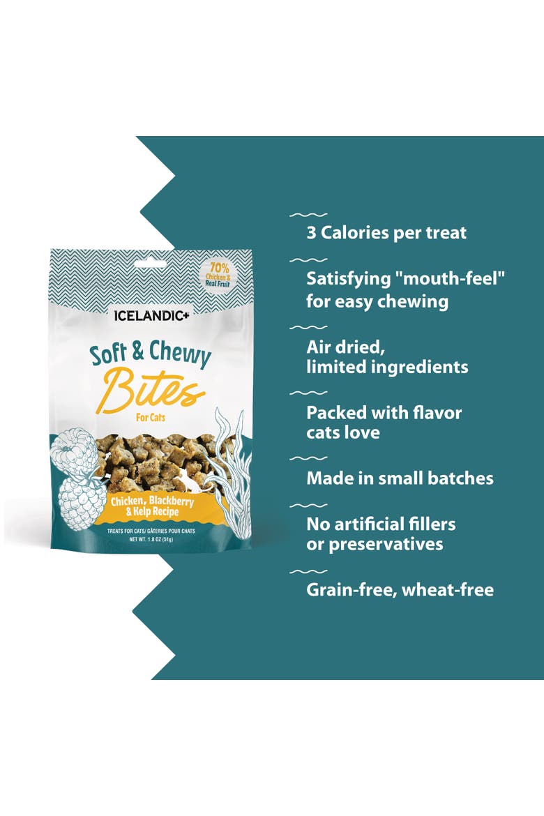 Soft & Chewy Bites, Chicken, Blackberry & Kelp, 1.8oz Cat Treats, Alternate, color, Multicolored