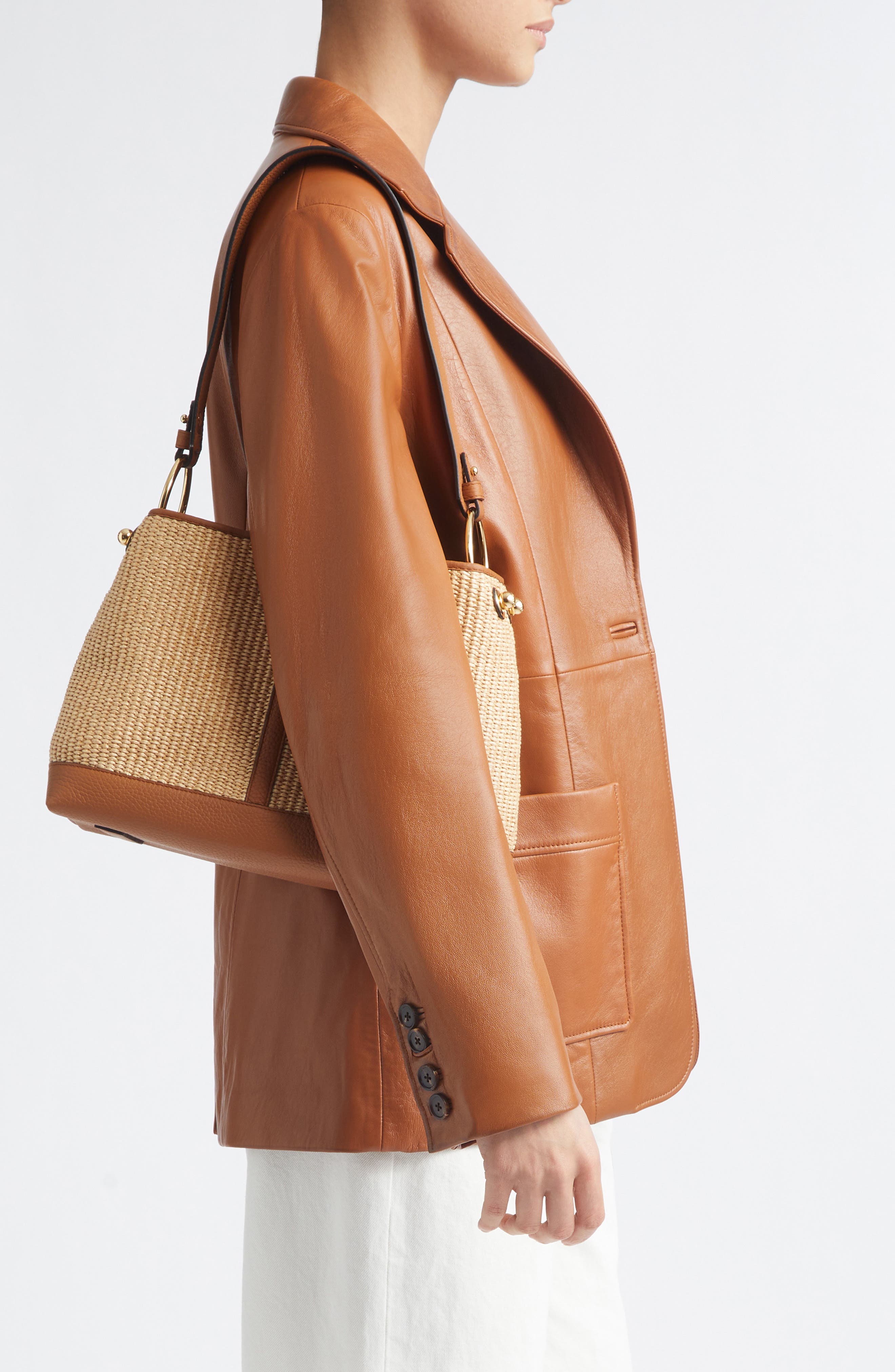 Strathberry Lana Two-Tone Raffia Hobo Bag, Alternate, color, 