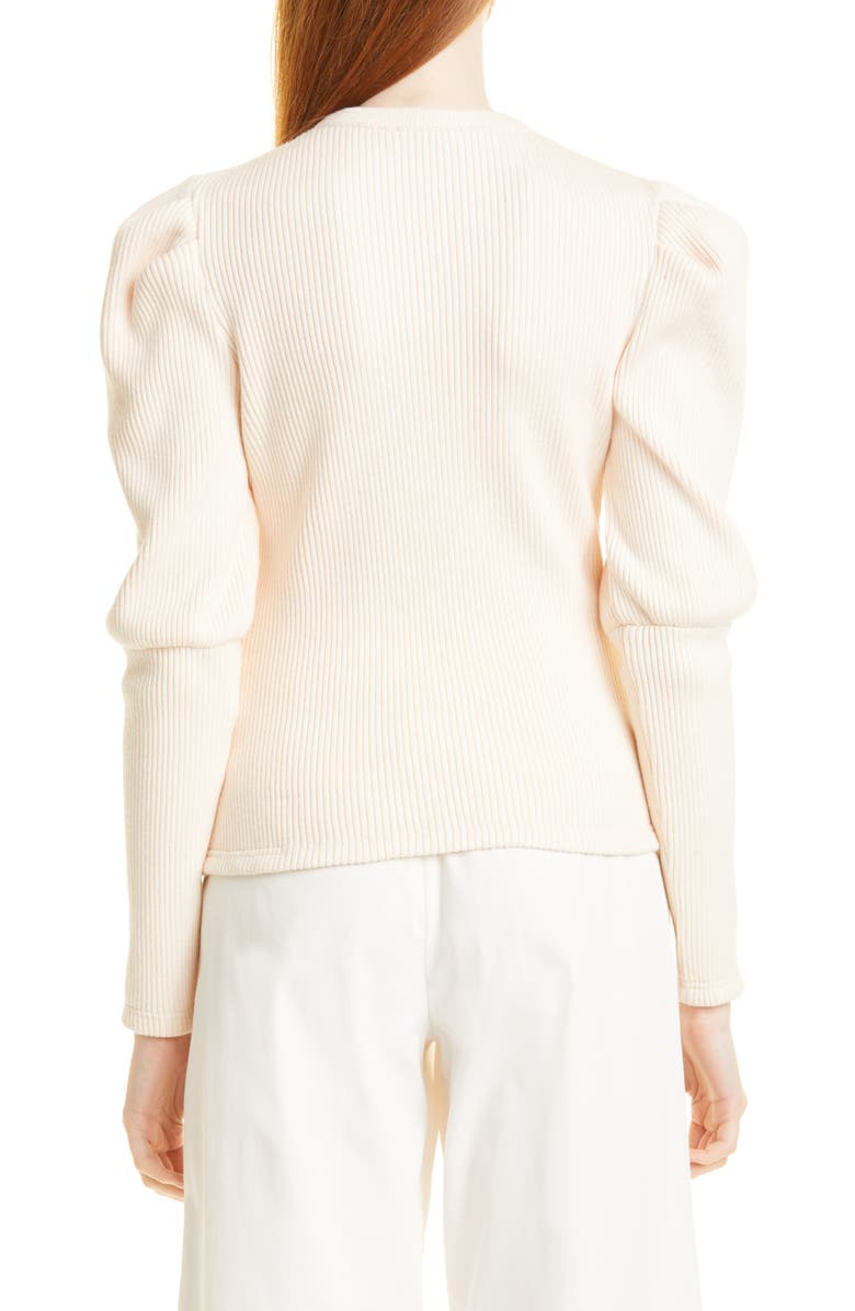 Jonathan Simkhai Standard Levy Ribbed Bishop Sleeve Sweater, Alternate, color, 