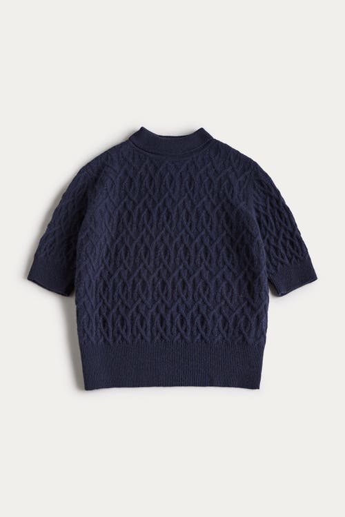 Naked Cashmere Cableknit Mock Neck In Blue