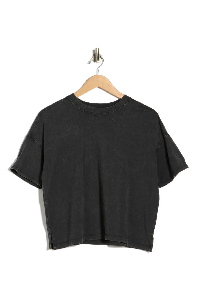 Stone Wash Boxy Crop T-Shirt, Alternate, color, BLACK