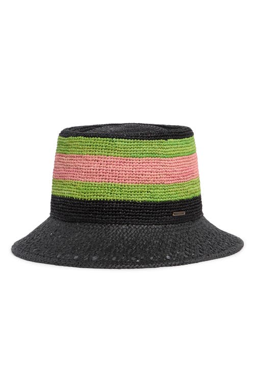 Brixton Ellee Festival Straw Bucket Hat In Black