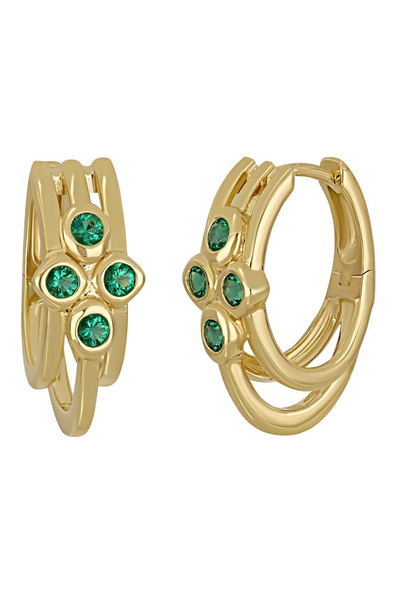 18k Gold El Mar Emerald Hoop Earrings, Main, color, 18KY