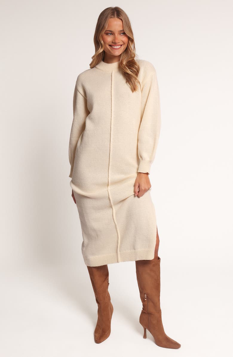Petal & Pup Odile Long Sleeve Maxi Sweater Dress, Alternate, color, Light Tan