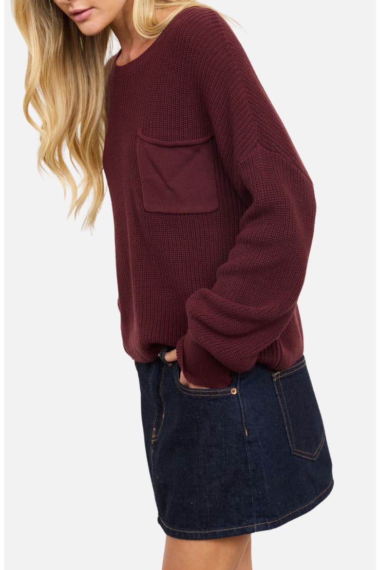 Chunky Relaxed Fit Cotton Sweater, Alternate, color, BURGUNDY
