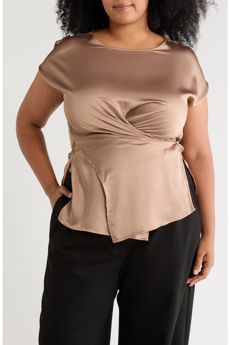 Satin Crossover Front Top, Main, color, DUNE