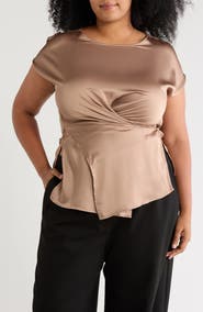 Renee C Satin Crossover Front Top