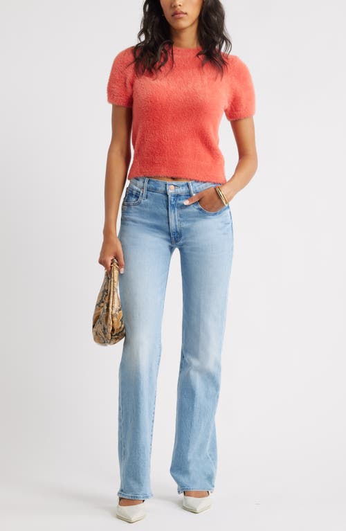 Open Edit Fuzzy Short Sleeve Sweater