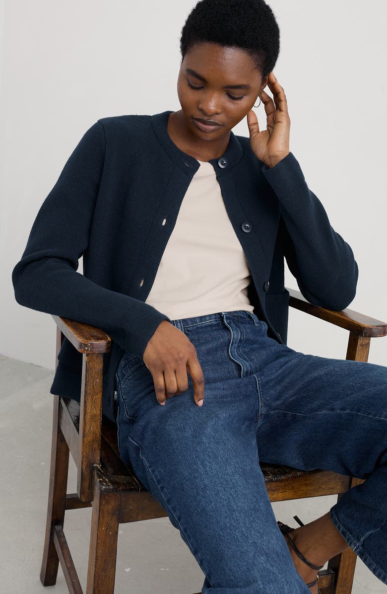 Seasalt Cornwall Rock Lily Organic Cotton Cardigan, Alternate, color, Knit Melange Maritime