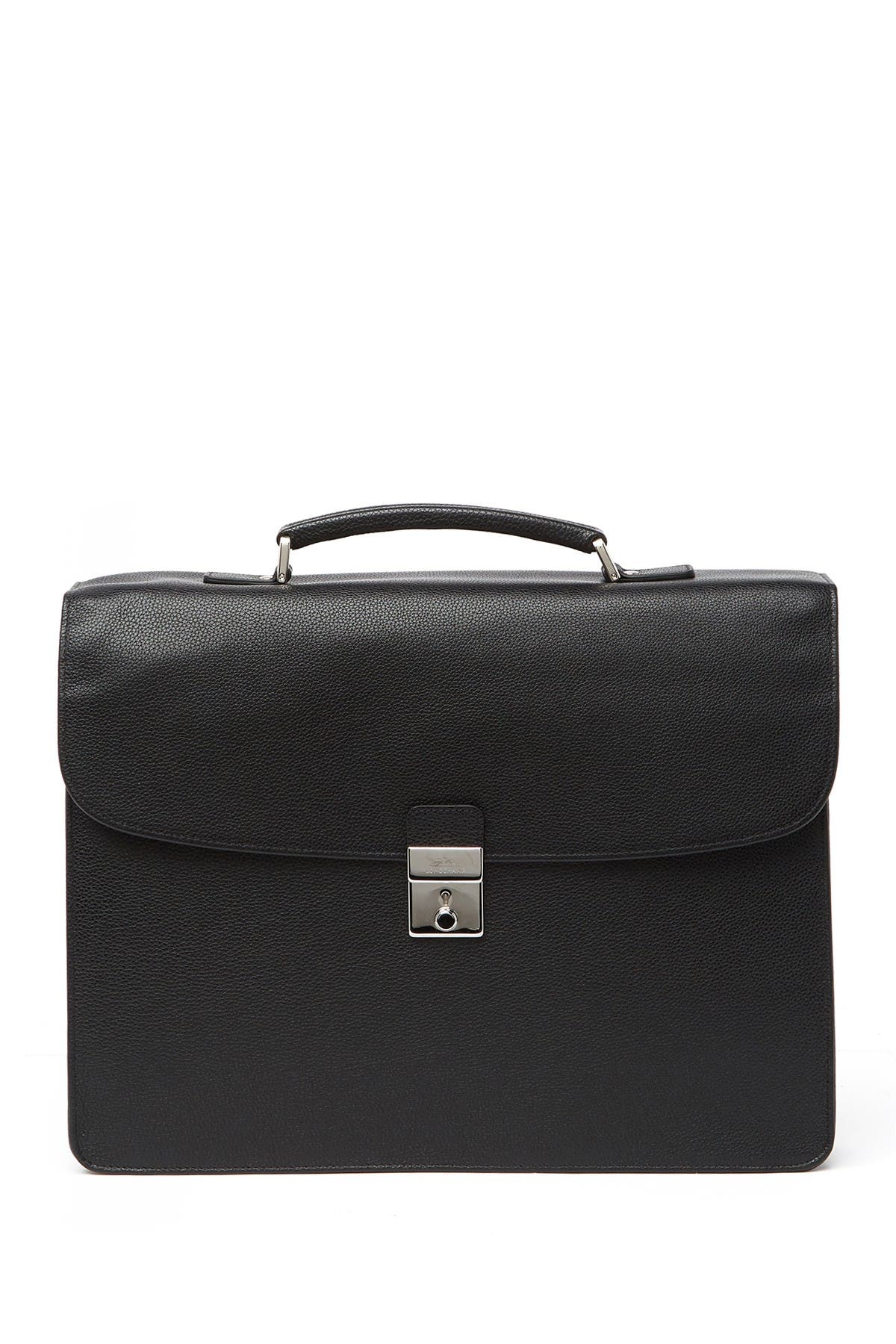 Longchamp Pebbled Leather Briefcase, Main, color, Blk/Nickel