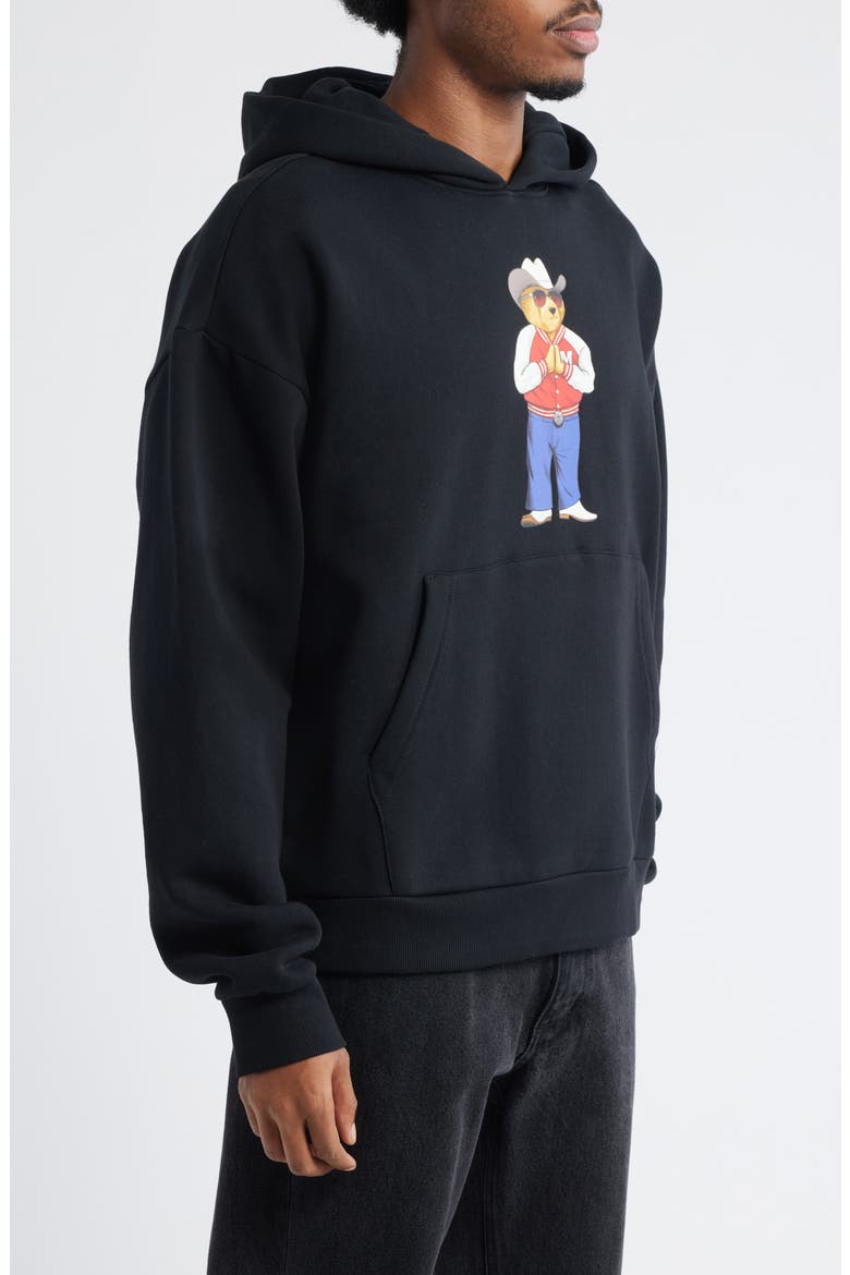 Hee Haw Bear Cotton Graphic Hoodie, Alternate, color, JET-BLACK