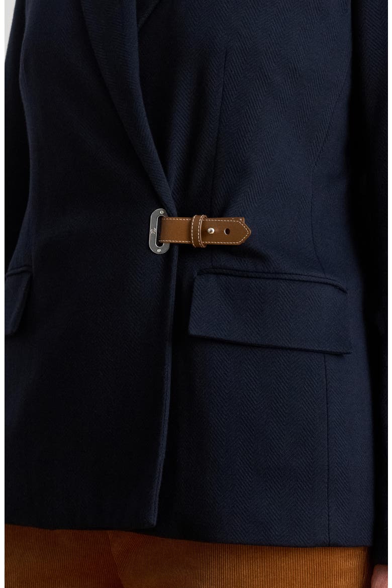 Herringbone Jacquard Buckle Blazer, Alternate, color, LAUREN NAVY