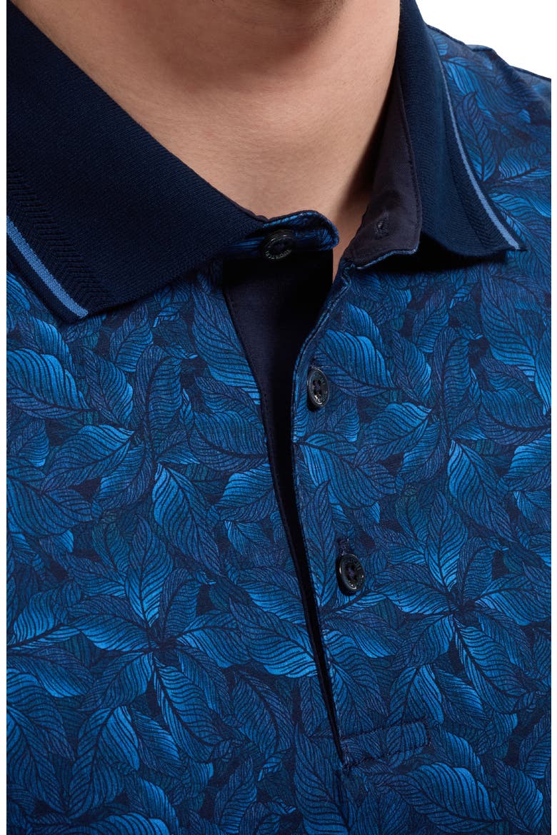 Vidal OoohCotton® Leaf Print Polo, Alternate, color, NAVY