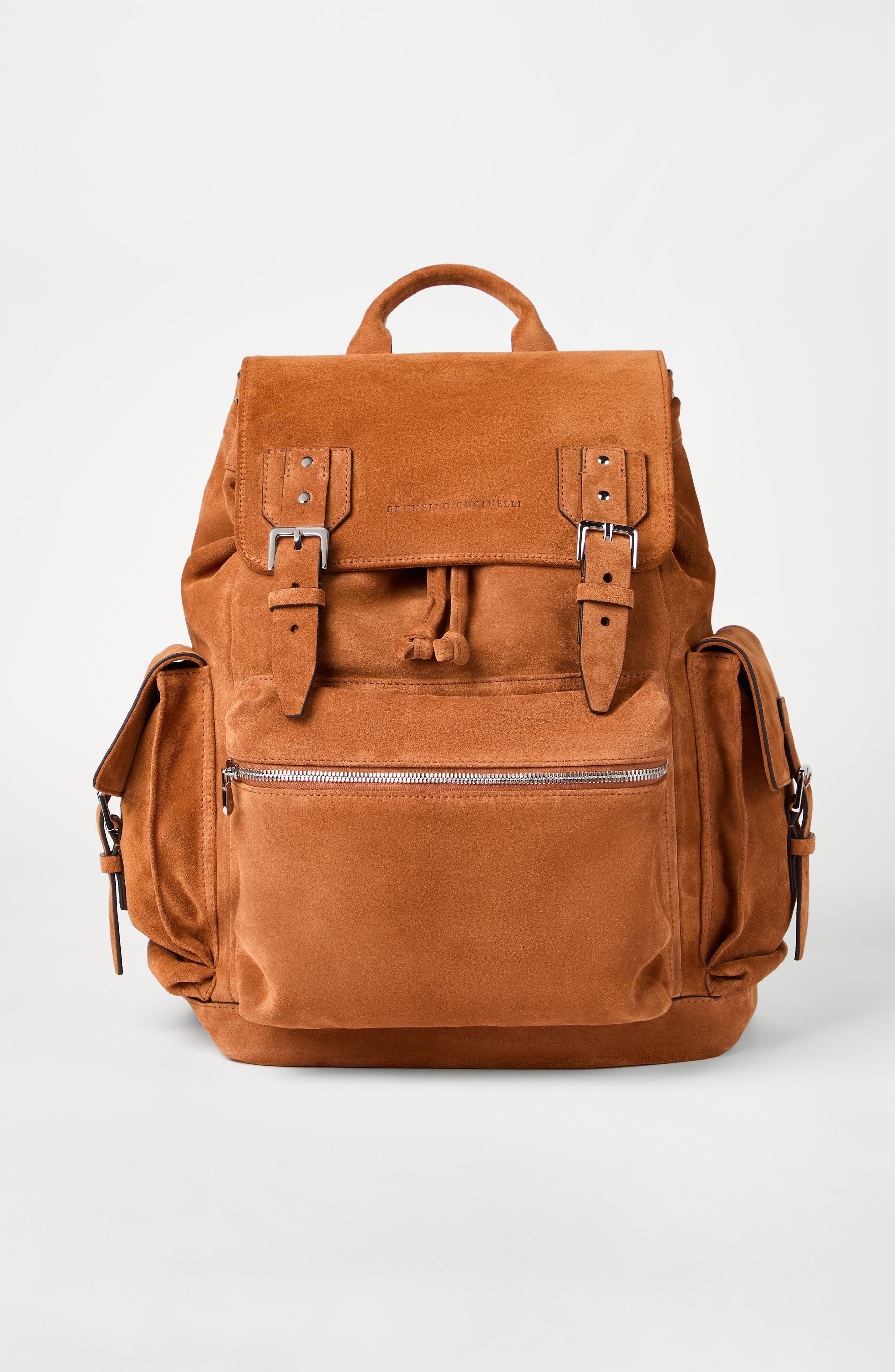 Brunello Cucinelli Suede city backpack, Alternate, color, Cognac