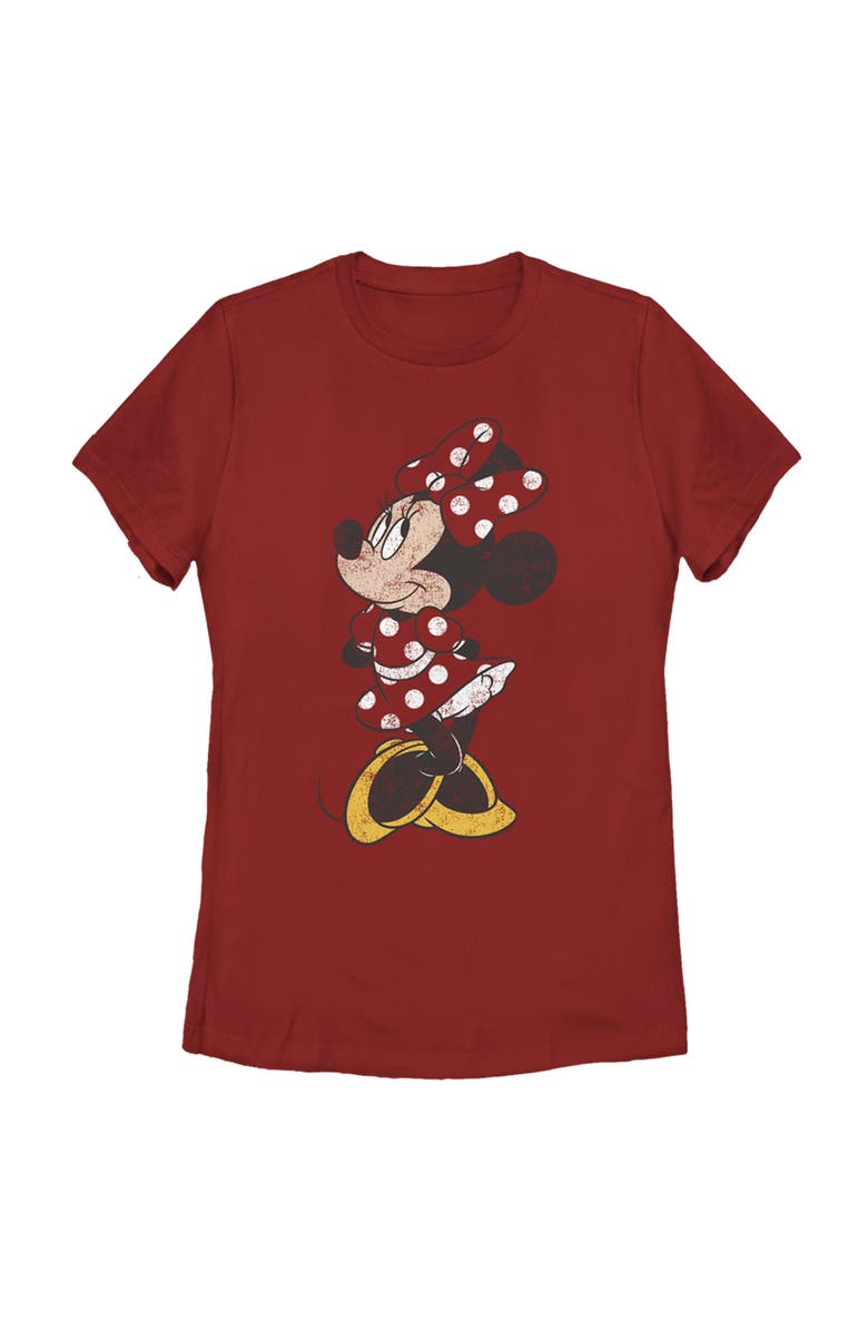 Mickey & Friends Women's Mickey & Friends Minnie Mouse Portrait Distressed Graphic T-Shirt, Main, color, Red