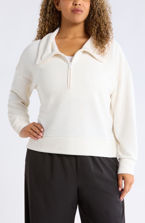 Zella Ottoman Half Zip Pullover in Ivory Egret at Nordstrom, Size 1X