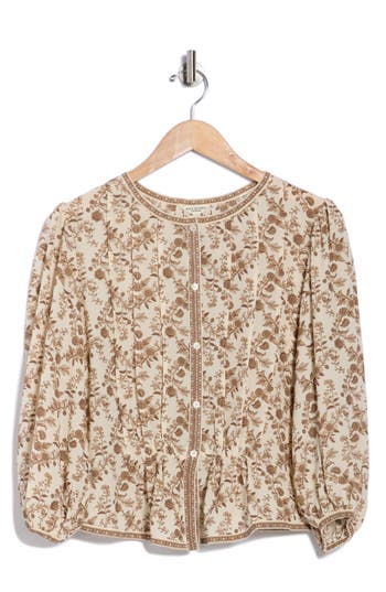 Max Studio Bubble Sleeve Top In Neutral