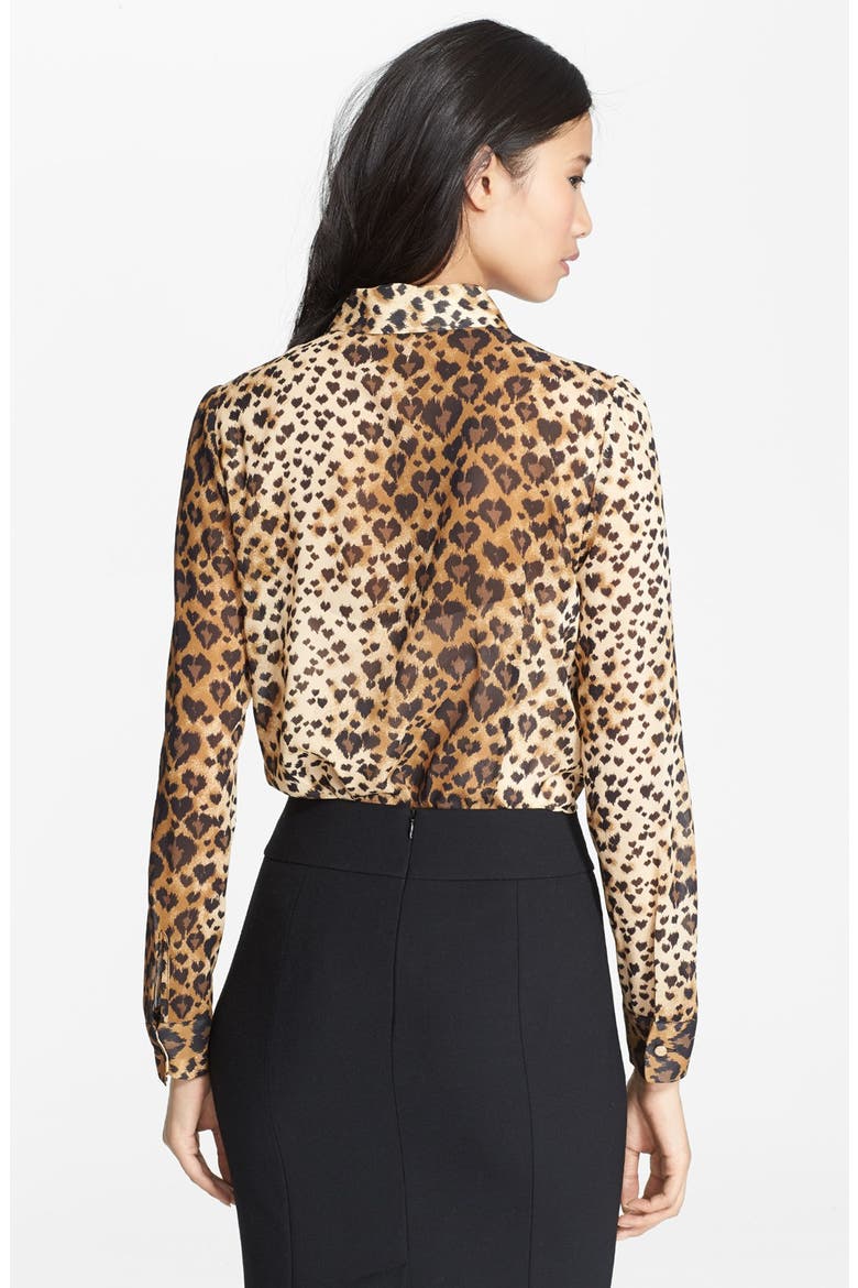 Leopard Print Stretch Silk Blouse, Alternate, color, TOFFEE BLACK