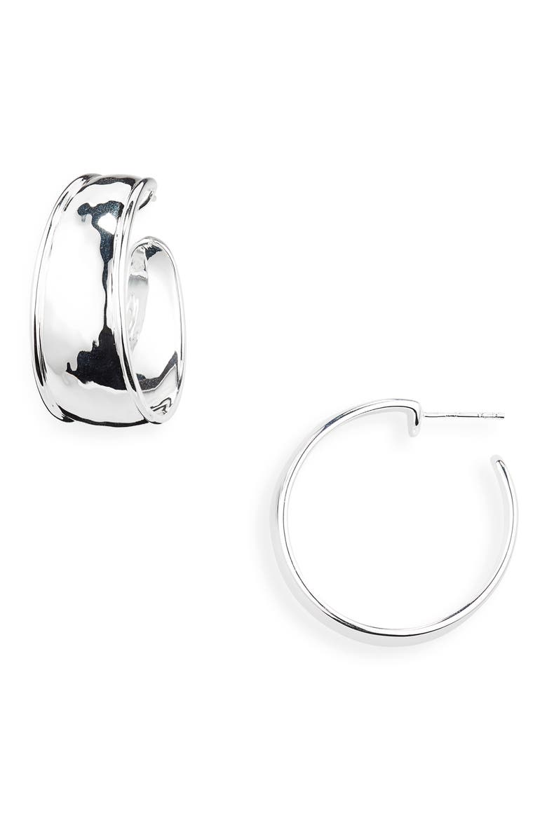 'Goddess' Rosé Hoop Earrings, Alternate, color, SILVER