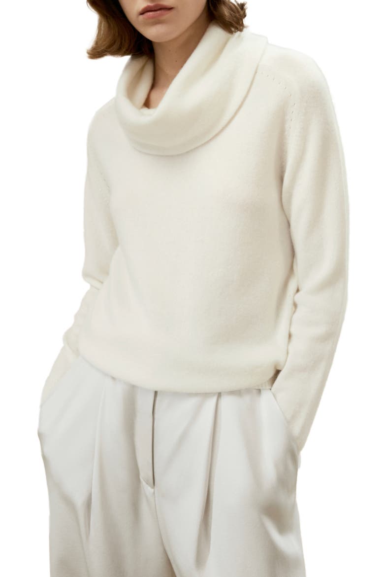 Women's Cashmere Cowl Neck Sweater, Main, color, White