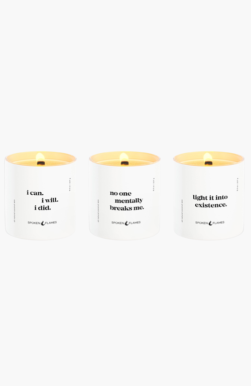 Spoken Flames Straight Facts Candle Set In Black And White
