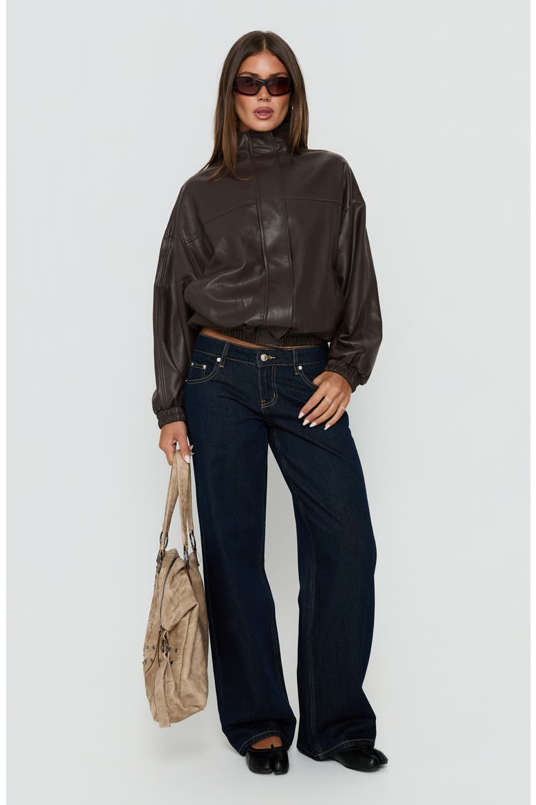 Dialtone Funnel Neck Faux Leather Jacket, Alternate, color, WASHED BROWN
