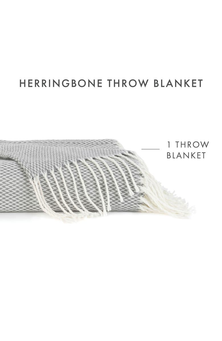 HOMESPUN Herringbone Throw Blanket, Alternate, color, Gray