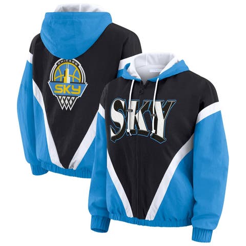 Women's WEAR by Erin Andrews Blue/Black Chicago Sky Colorblock Full-Zip Hoodie Windbreaker Jacket