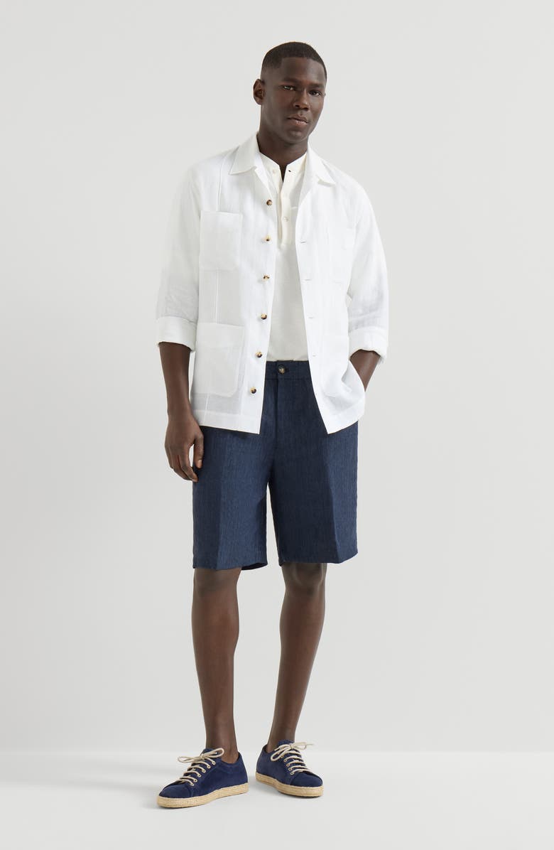 Brunello Cucinelli Linen guayabera, Alternate, color, White