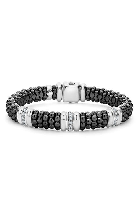Black Caviar Ceramic Diamond Station Bracelet