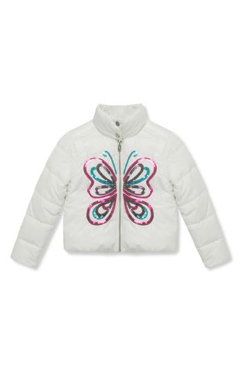 Peek Aren't You Curious Kids' Butterfly Puffer Jacket In White