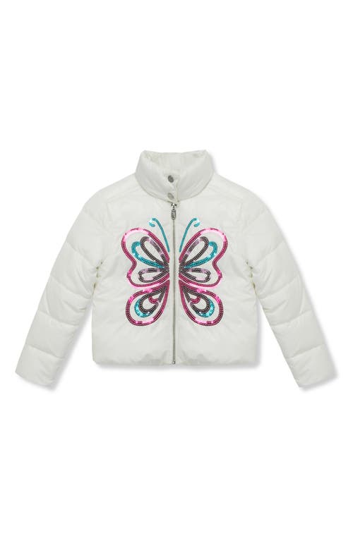 Peek Aren't You Curious Kids' Butterfly Puffer Jacket In Off-white