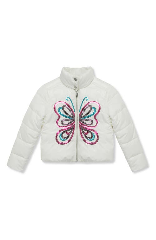 Peek Aren'T You Curious Kids' Butterfly Puffer Jacket in Off-White 