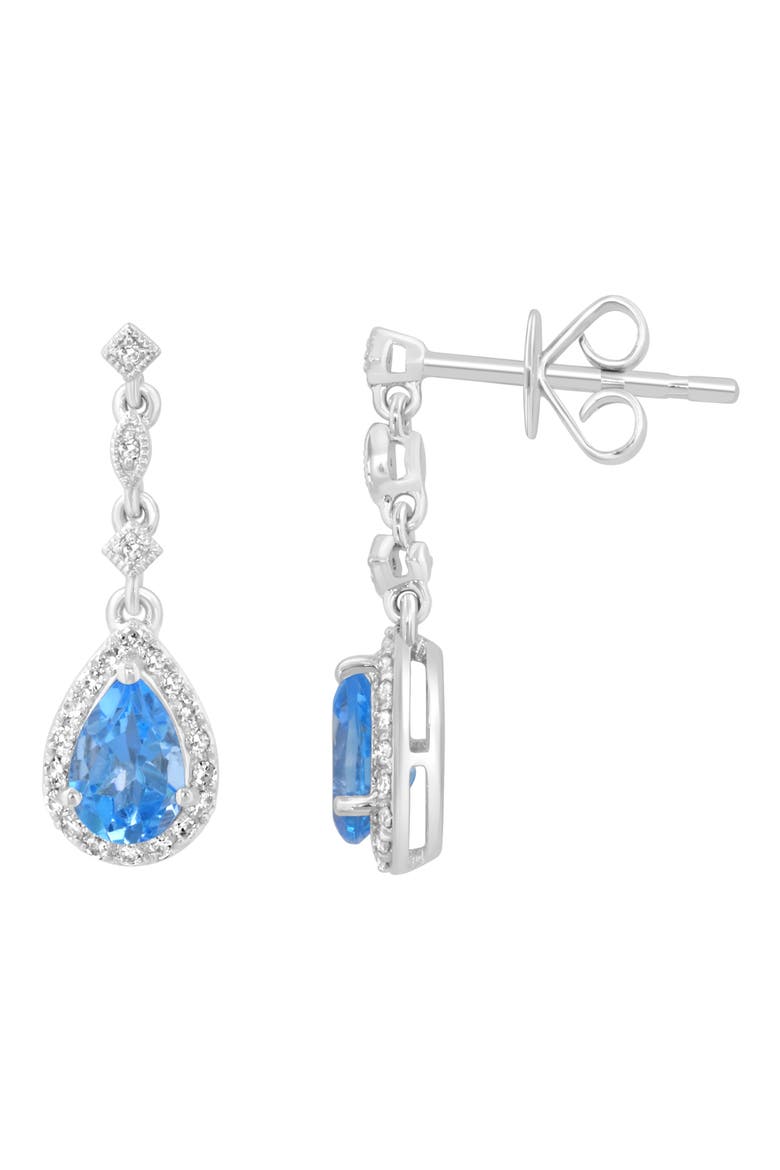 Sterling Silver Diamond & Blue Topaz Drop Earrings, Alternate, color, BLUE