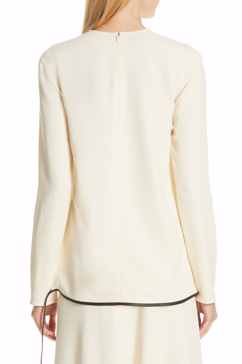 Leather Trim Top, Alternate, color, MILK/ BLACK