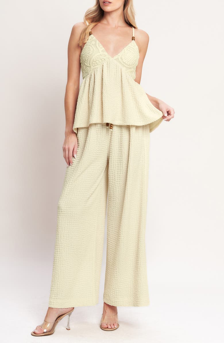 FLYING TOMATO Textured Sleeveless Peplum Top, Alternate, color, Beige