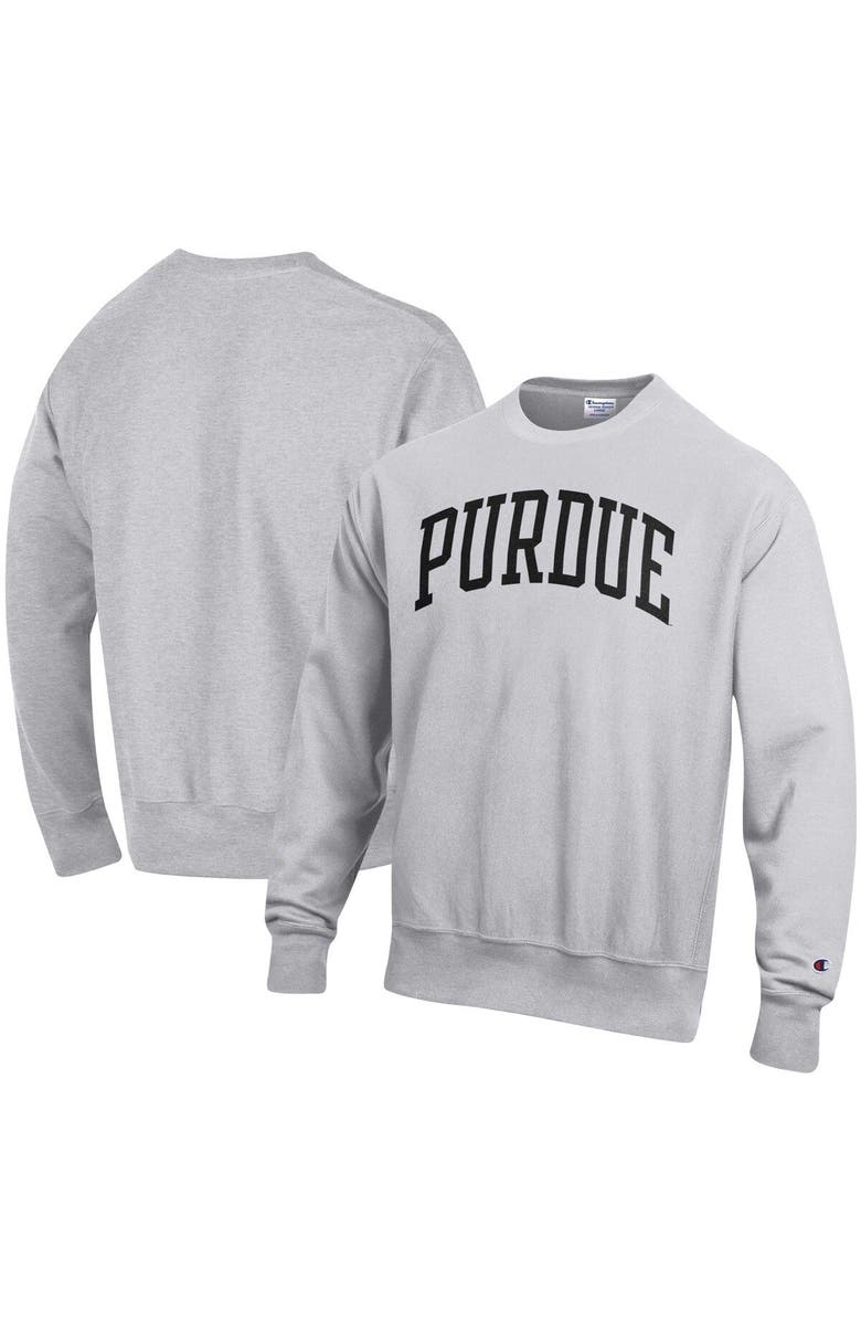Champion Men's Champion Heathered Gray Purdue Boilermakers Arch Reverse Weave Pullover Sweatshirt, Main, color, 