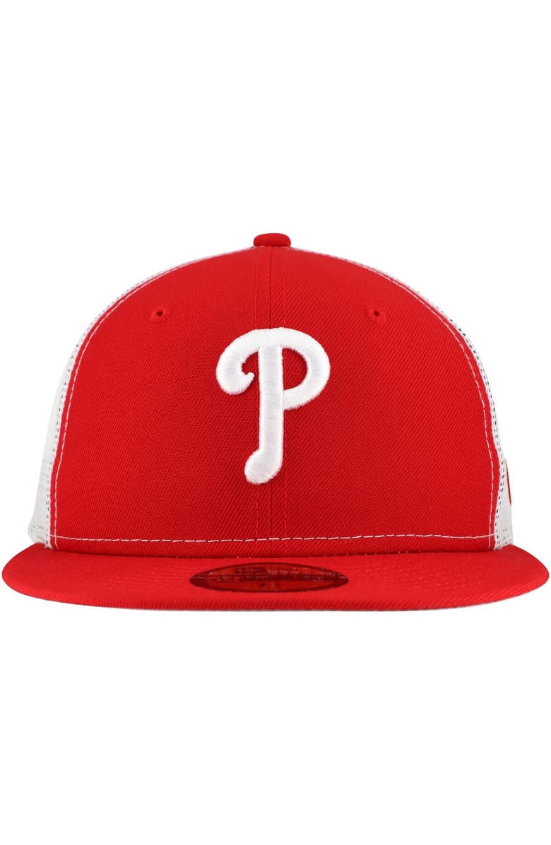 New Era Men's New Era Red Philadelphia Phillies Team Color 59FIFTY Trucker Fitted Hat, Alternate, color, Red