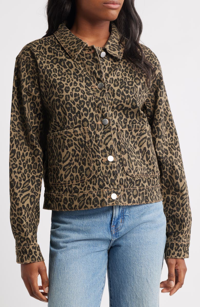 PTCL Leopard Print Denim Trucker Jacket, Alternate, color, Leopard