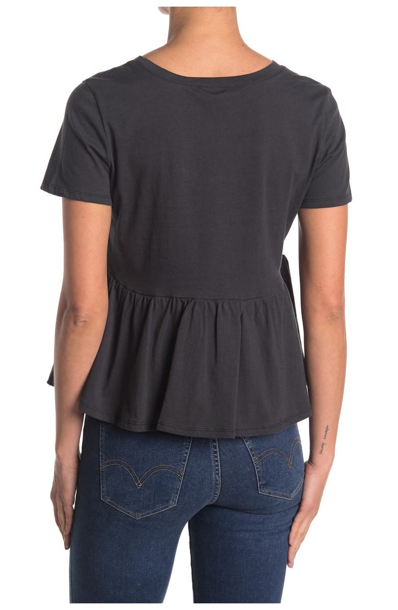 Bobeau Short Sleeve Cotton Peplum Top, Alternate, color,