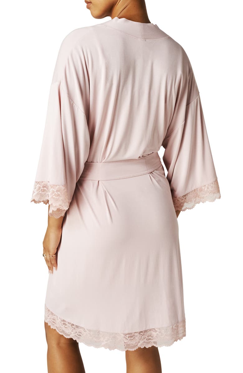 Posh Peanut Lace Trim Robe, Alternate, color, Pink